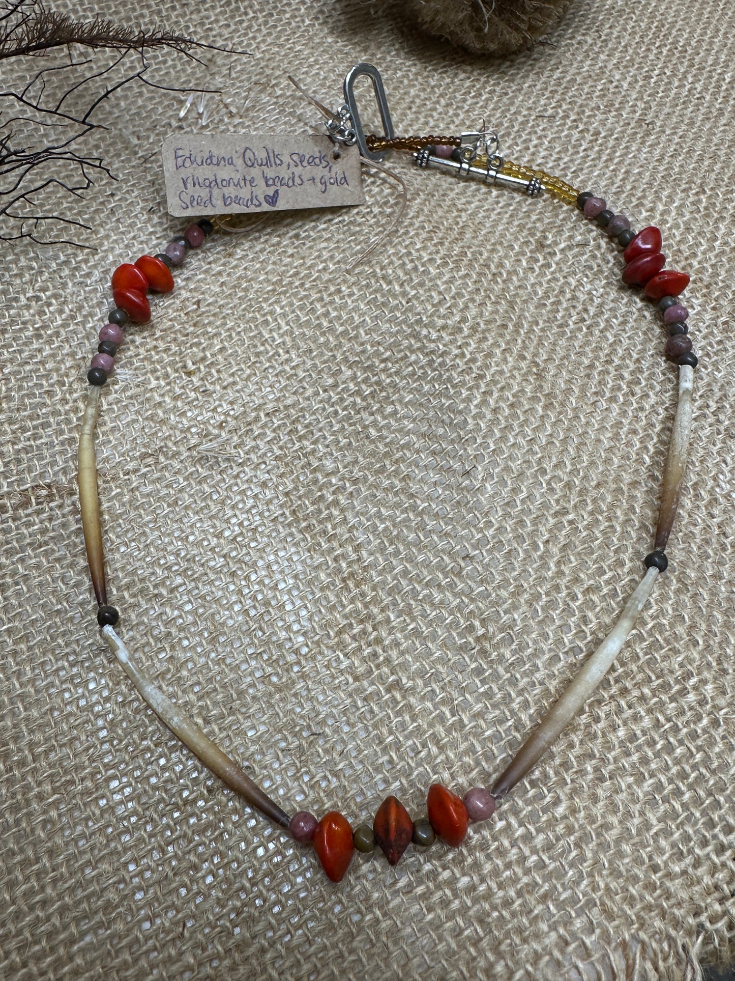 Echidna Quill and Gemstone Necklaces