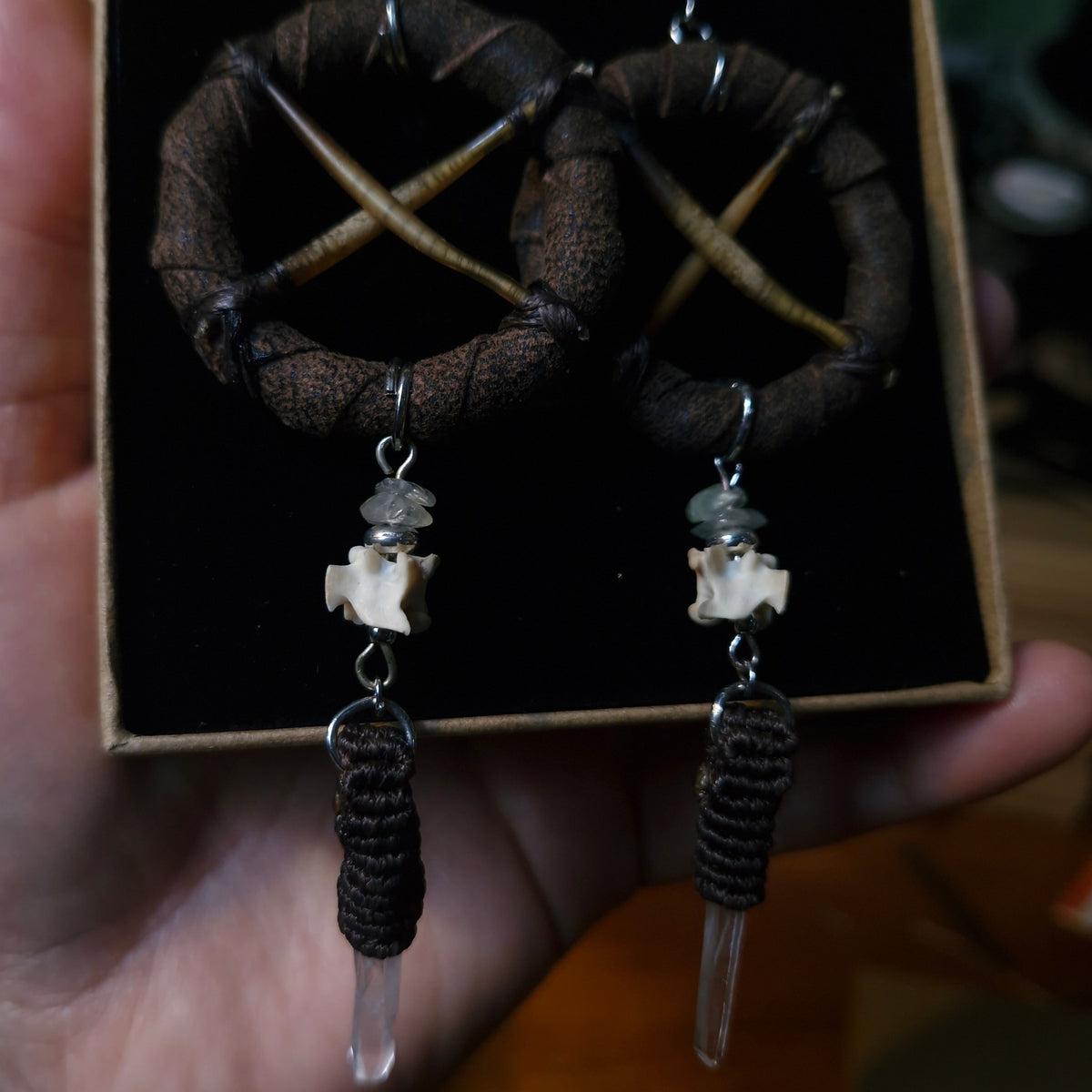 Echidna Quartz Macrame Earrings