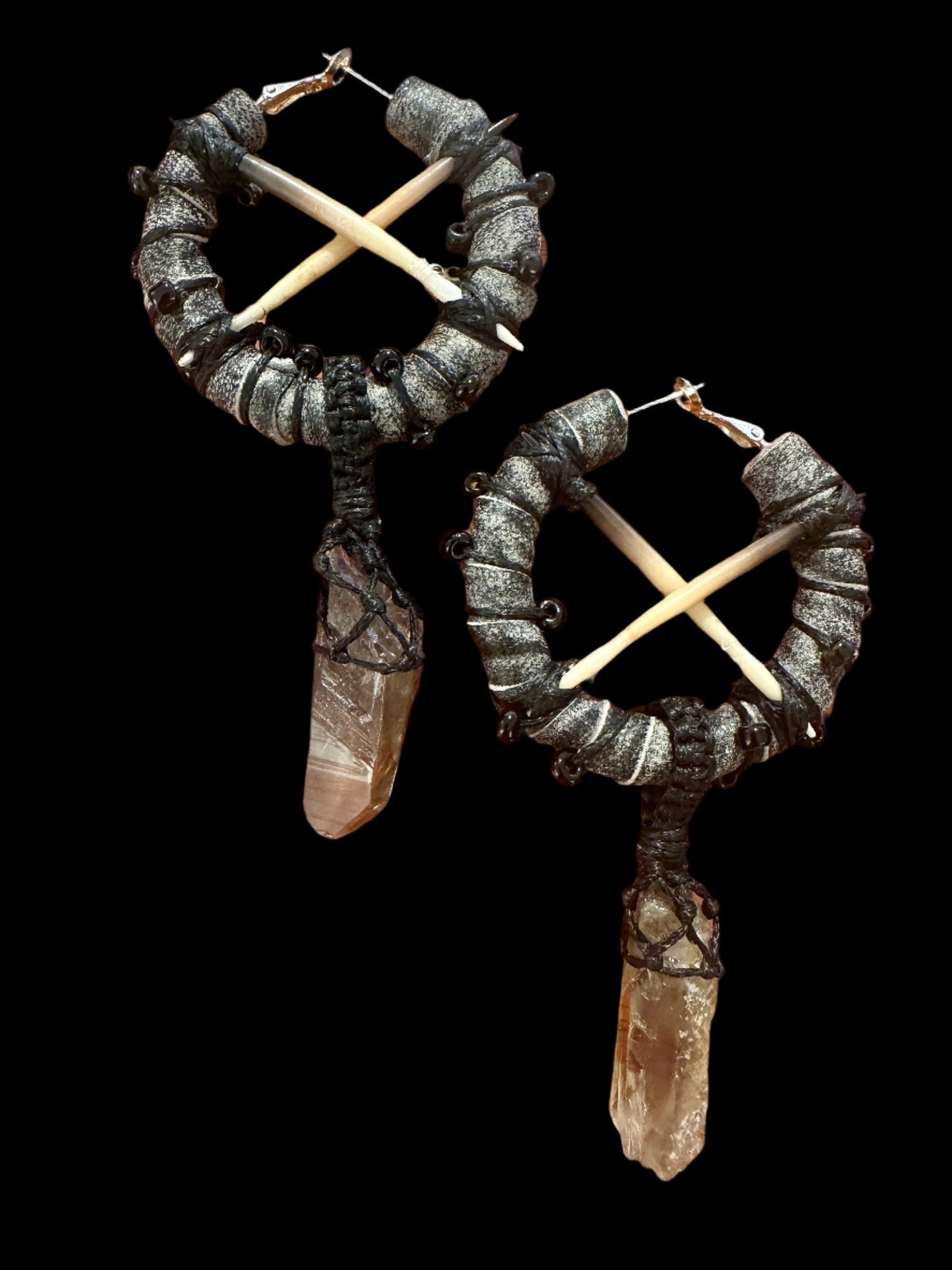 Smoky Quartz & Echidna Quill Healing Earrings