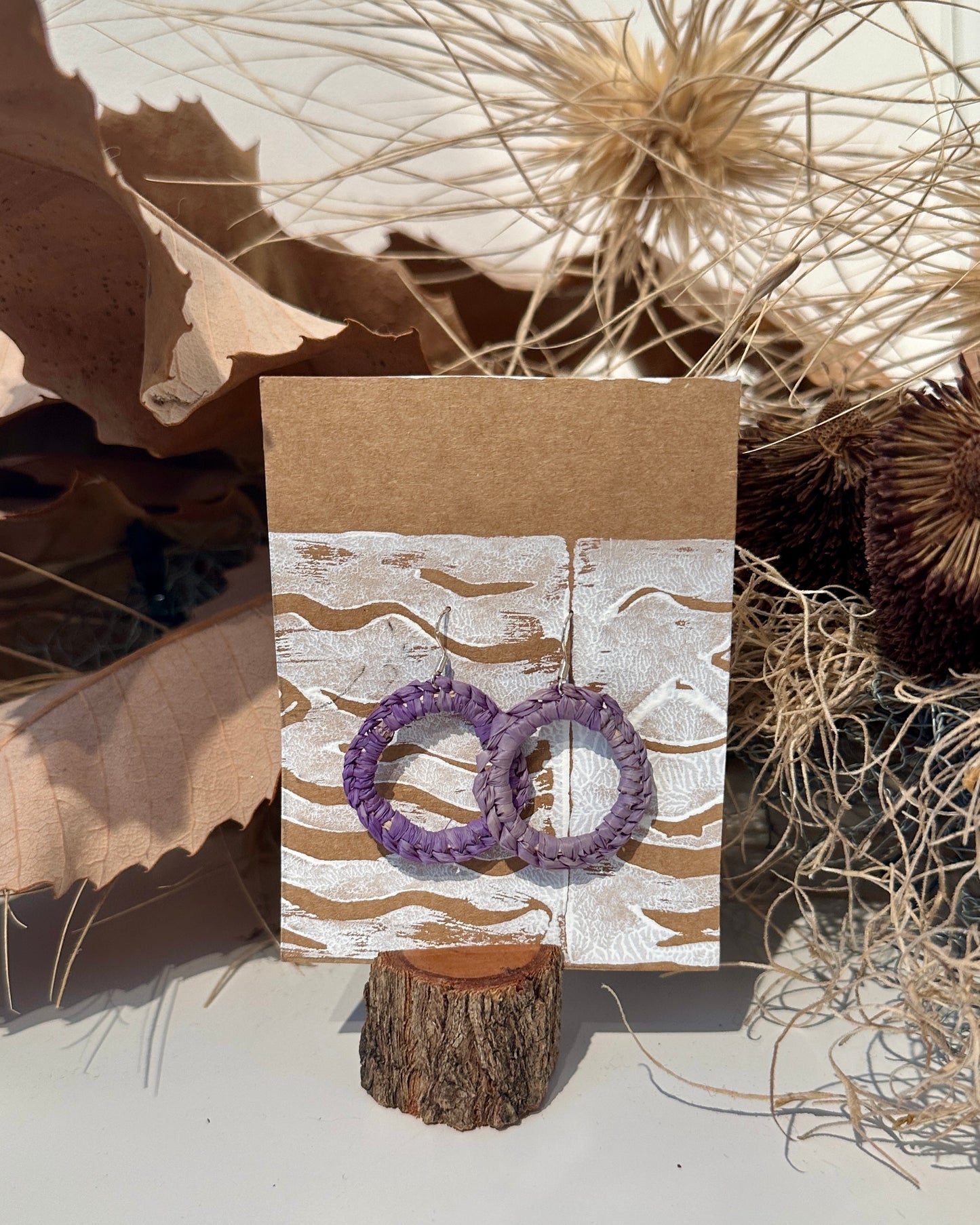 Woven Hoop Earrings - Assorted Colours