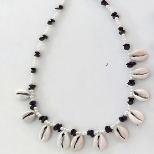 Cowrie Shell & Garnet Necklace