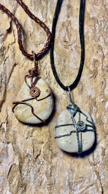 Dark Copper Wire Wrapped Pebble