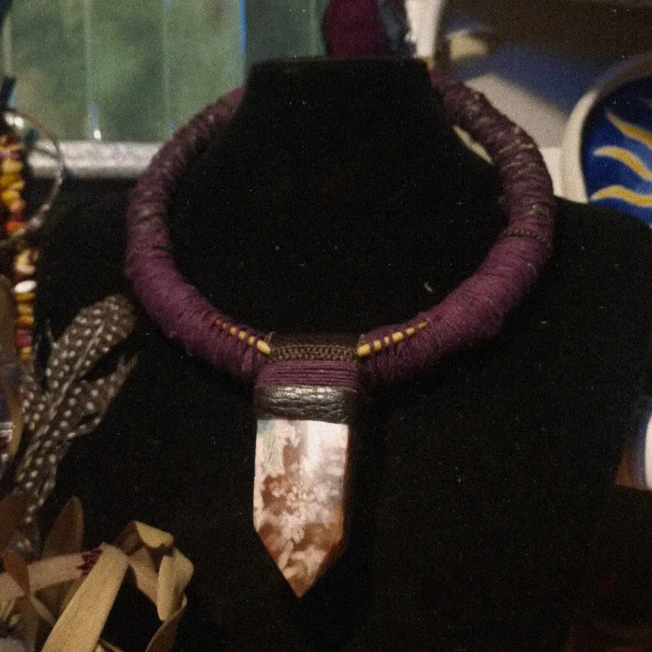 Flower Agate and Echidna Neckpiece