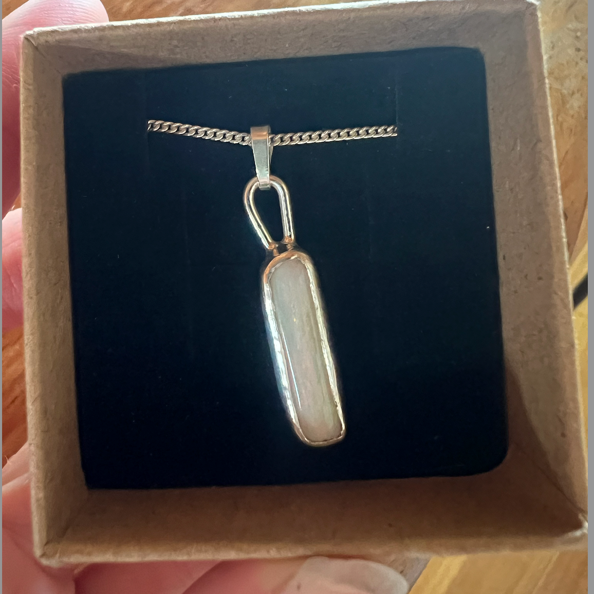 Hand made white opal necklace