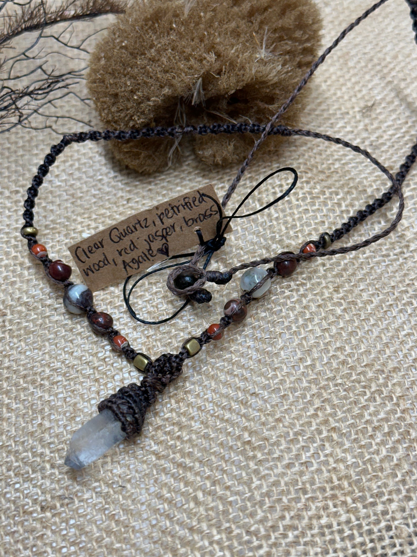 Clear and Smoky Quartz Macrame Necklaces