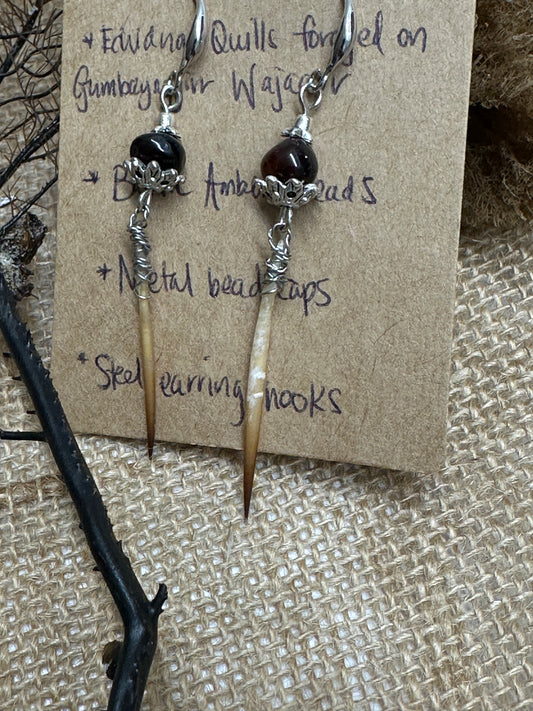 Echidna Quill Baltic Bead Earrings