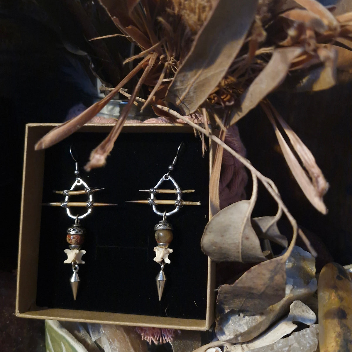 Python & Triple Quill Agate Earring