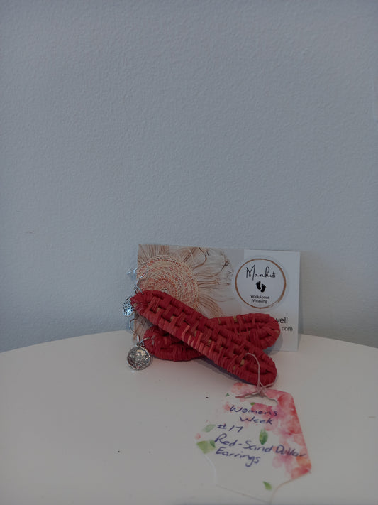 Red sand dollar earrings