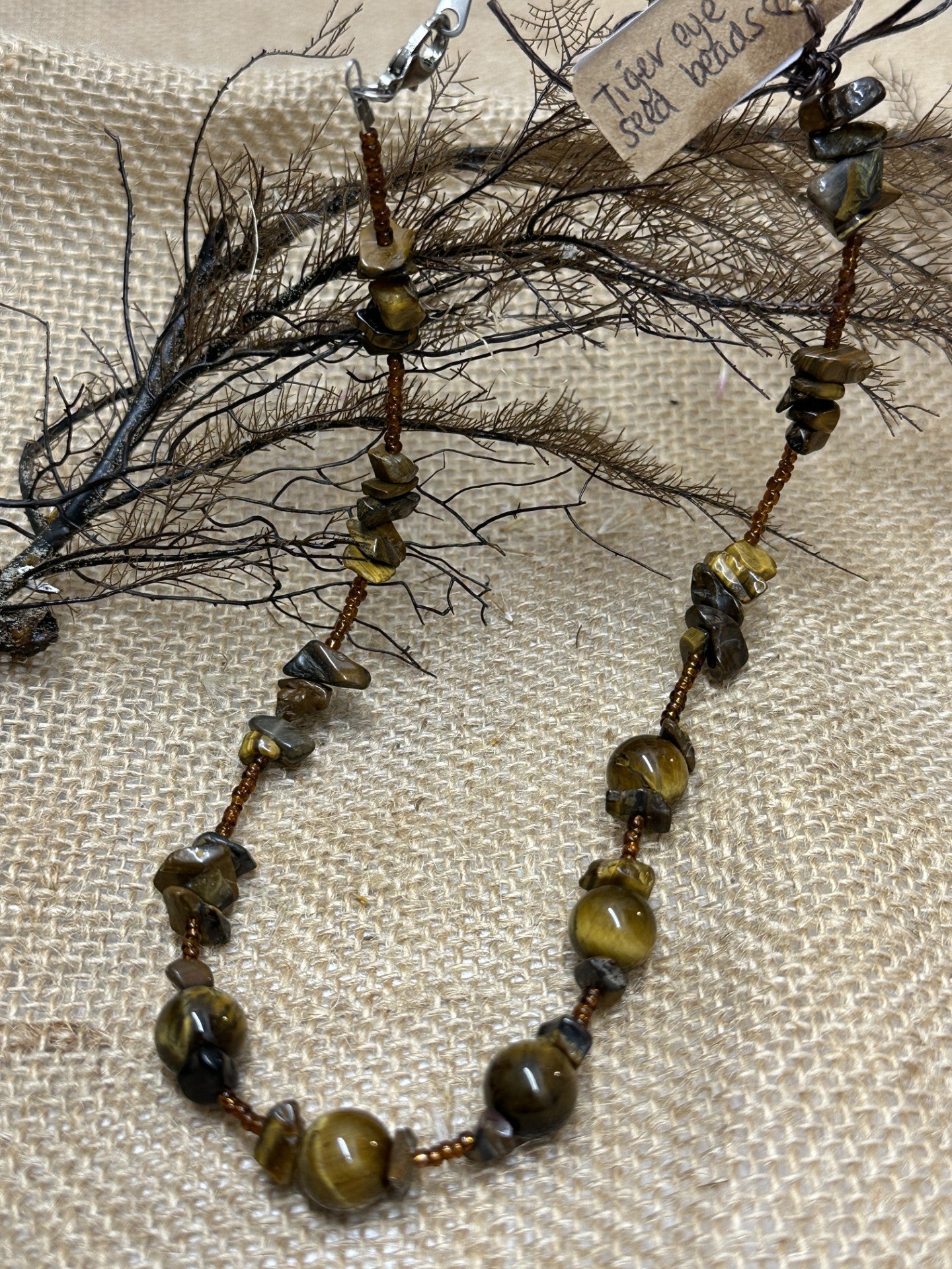 Tiger Eye with Seed Beads Necklace